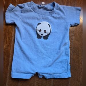 San Diego Zoo Romper 12 Months Panda 100% Cotton Rabbit Skins Blue